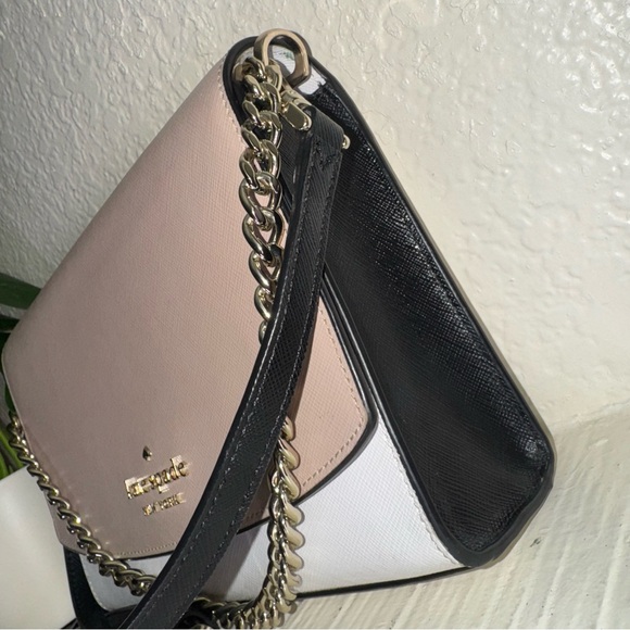 Kate Spade Carson Saffiano Leather Convertible Crossbody Warm Beige Multi Gold - Picture 3 of 16